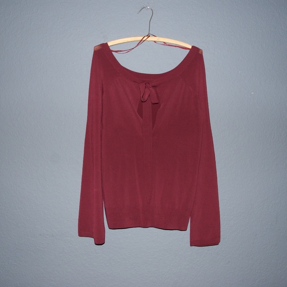 CHELSEA28 Burgundy Flare Sleeve Sweater sz M [D8] - Picture 6 of 8